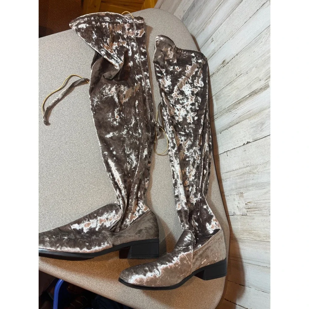 Bamboo Over the‎ knee velvet boots Tamaris pink size 7 1/2